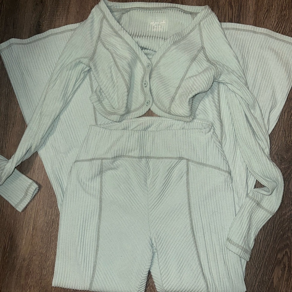 Urban Outfitters Teal Ribbed Knit Top